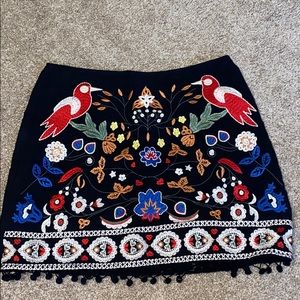 Black embroidered skirt